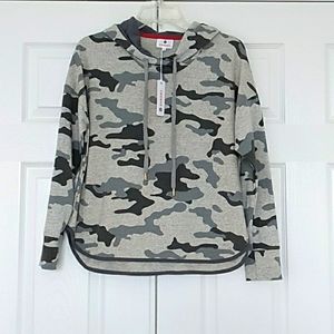 Sundry Light Grey & Black Camo Hoodie Sweatshirt